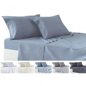 Set lenzuola con federe 50x80 cm per letto 180 cm grigio-blu