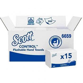 Scott® Asciugamani Idrosolubili Intercalati Bianco, 21,5 x 21 cm, 300 fogli per confezione (6659)