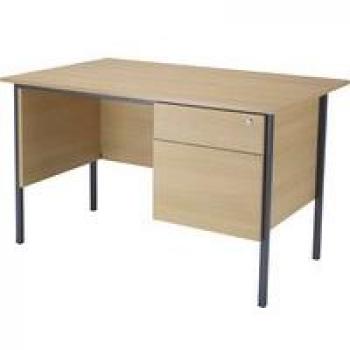 Serrion Rectangular 2 Drawer Pedestal 4 Leg Desk 1200x750x730mm Oak