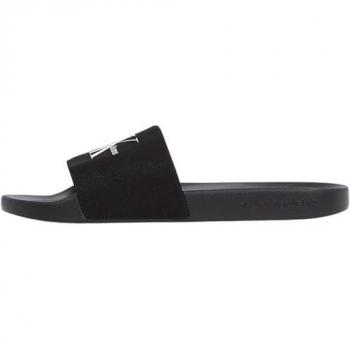 Calvin Klein Jeans Slide Monogram Pantolette Herren 44 schwarz/weiß Poolslides Textil
