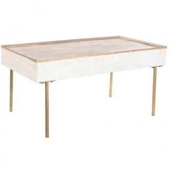 Mesa Central con Diseño Ondulado Marrón, Mango Metálico 120x60x57 – Fijalo