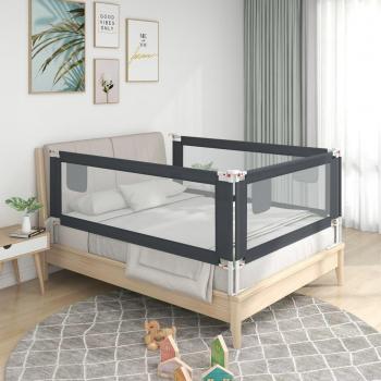 Barandilla de Seguridad Cama de Niño 190x25 cm Tela Gris Oscuro