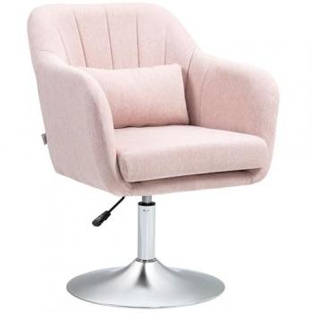 Stylish Retro Linen Swivel Tub Chair Steel Frame Cushion Seat Pink