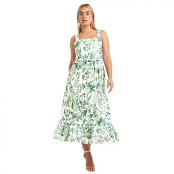 Eco‑Leaf Linen Dress – White, Size 20