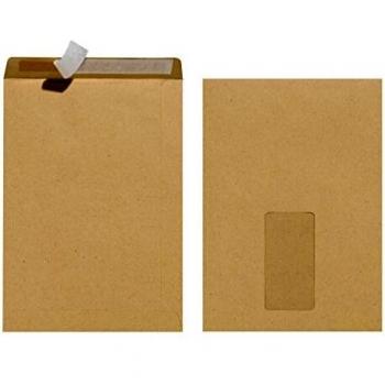 Versandtasche C5, haftklebend, mit Fenster, 90 g/qm, braun, 10 Stück, Herlitz