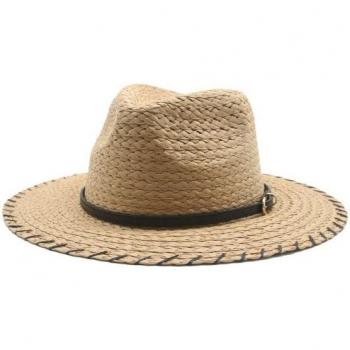 Gorros de protección solar de paja para hombre y mujer, tonos arena/blanco