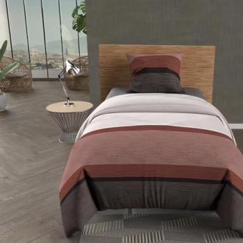 Parure Housse De Couette En Coton 57 Fils/Cm² 140x200 Cm Stripe Rouge Par Soleil D'ocre