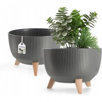 Fioriera a piedini Kadax 29 cm in grafite con supporto per fiori
