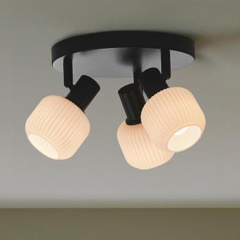 Nordlux Milford Mini Plafoniera a 3 luci, nera, vetro rigato