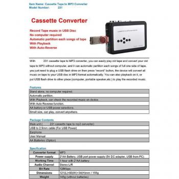 Reproductor de Cassette con Salida USB