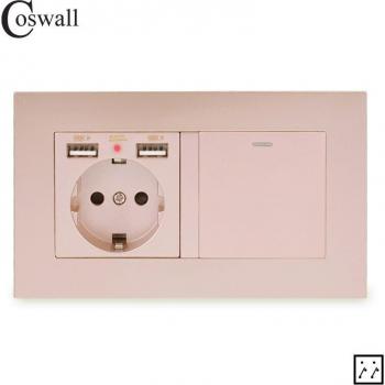 COSWALL enchufe con 2 puertos USB y panel de PC