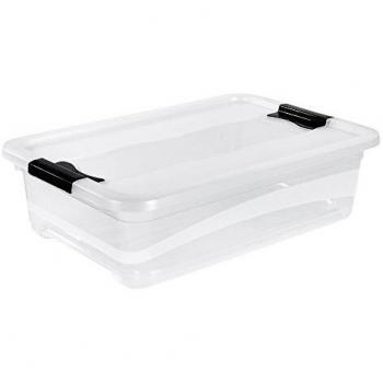 Boîte de rangement avec couvercle 'Cornelia', 28 L, transparente