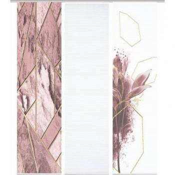HOME in Green – Signum Schiebegardine Set (3 Stück) – Digital Print, Bamboo Look, recycelter Polyester
