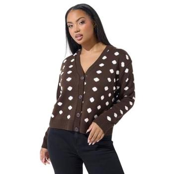Chocolate Patterned Women's Knitted Cardigan – 14-16
