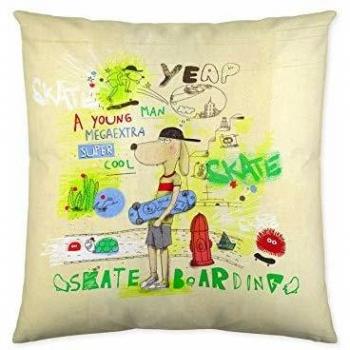 Kissenbezug Cool Kids Skateboarding (50 x 50 cm) aus 100% Baumwolle, made in Spain