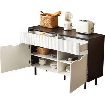 Mobiletto Organizer 120 cm “Nero‑Bianco” con 2 ante, cassetti a coste e spazi per credenza