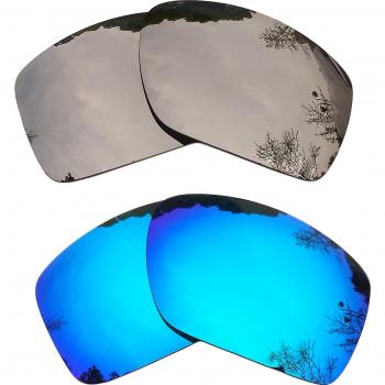 Lentes polarizados de repuesto con espejo azul hielo y plata para marco recto, 100% UVA y UVB