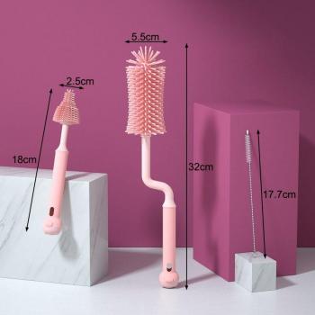 Set de Cepillos Rotables 360° para Botellas de Lactancia