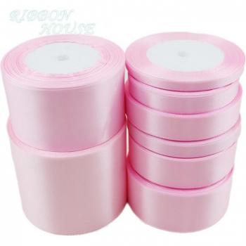 Roze Single Gezicht Satijnen Lint (25 Yards)