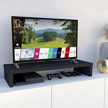 Elevador TV de Madera FSC® 90-110 x 35 x 15 cm, Soporta 60 Kg, Color Grafito y Roble