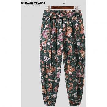 Pantalón Estilo Retro con Flor y Cordón
