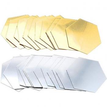 12er Set 3D Spiegel Hexagon Aufkleber Abnehmbare Vinyl Wanddekoration DIY Schlafzimmer Kunst Y6