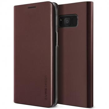Cubierta de cuero para Galaxy S8, VRS Design [Native S] [vino]