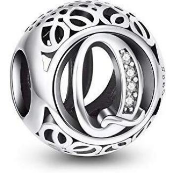 NINGAN Vintage Ciondolo Con Lettera Dell'alfabeto in Argento Sterling 925, Dalla A alla Z, Con Zirconia Cubica, Compatibile con Bead Charm Bracciali Europei (Lettera D)