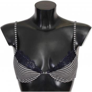 Ermanno Scervino, Bras, female, Blue, Size: M Blue Stripes Lace Bra