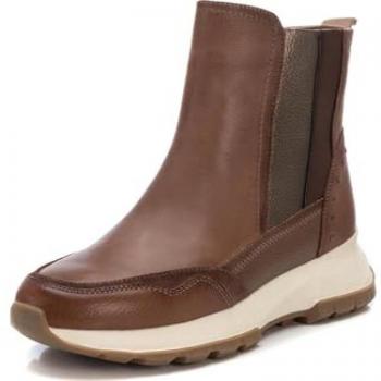 Carmela Botines de piel para mujer, modelo 16195902-TAUPE, color marrón, con cremallera