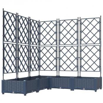 Bac de Jardin avec Treillis 5 pcs Gris 120 x 120 x 125,5 cm