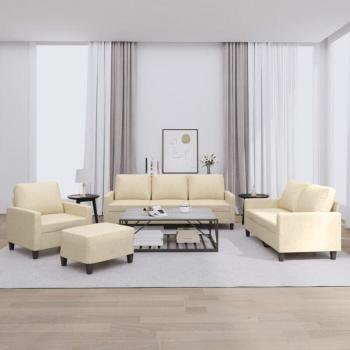 Ensemble Canapés Tissu Crème 4 Pcs