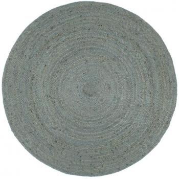Olive Green Round Jute Rug 240 cm Handmade
