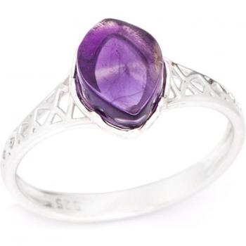 Bague en Argent Rhodié 'Meghan' Améthyste 10x6 mm