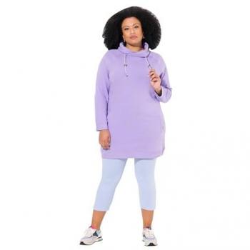 Ulla Popken Sweatkleid für Damen in großen Größen, lila, Größe 42/44