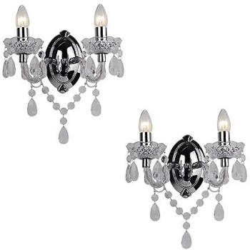 Twin Accent Wall Fixtures – Marie Therese, 40W Clear Acrylic/Chrome