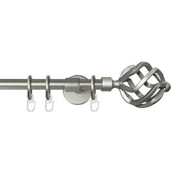 GARESA Gardinenstange RUSTIKA, rustikale Vorhanggarnitur, 1-läufig, verlängerbar, mit Ringen und Endknopf Korb