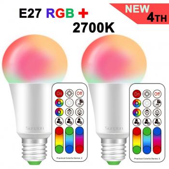 Lámpara LED RGBW 10 W, 2 piezas – Colores Cambiantes y Calor 3000K