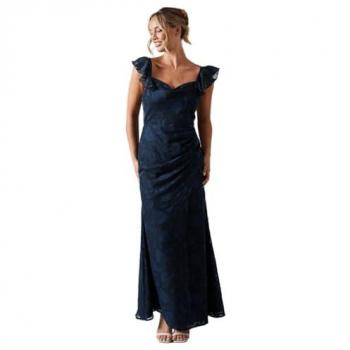 Aegean Floral Ruche Front Bridesmaid Maxi Dress – UK 8