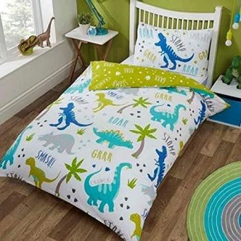Reversible Dinosaur Kingdom Duvet Set for Kids
