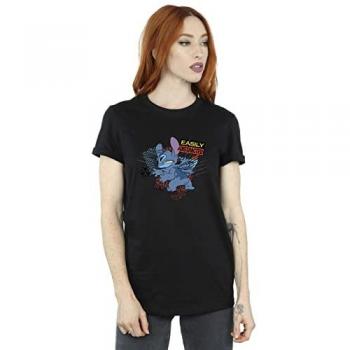 Blouse décontractée Lilo & Stitch femme, tissu coton, noir