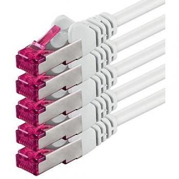 Cat 6a 2 m, Blanco – Kit de 5 Cables Patch, S‑FTP Doble Blindado