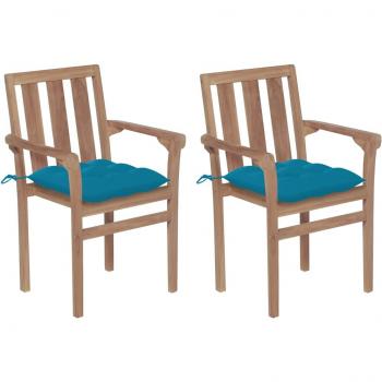 Conjunto de Cadeiras de Jardim com Almofadas Azul-Claro