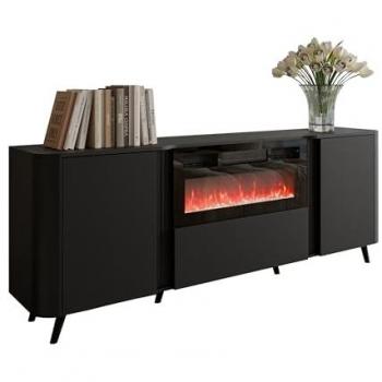 Buffet Élégant Charlotte 202, Noir, 76x200cm, MDF avec Stratifié