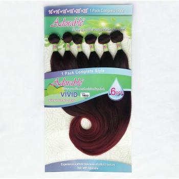 Extensions de Cheveux en Fiber, Ombre Vif, Body Wave, Résistantes à la Chaleur, 6 pièces/lot