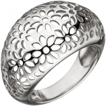 JOBO Ring Damen breit 925 Silber Blumenmuster Größe 56