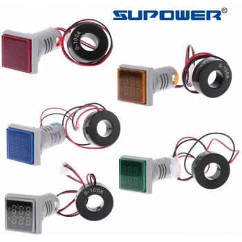 22mm Square Panel Mount LED Digital Voltmeter Ammeter AC Testing Range