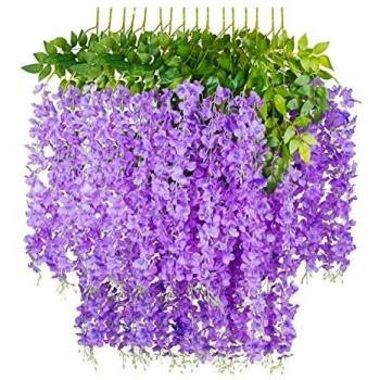 Wisteria Garland, 16PCS Artificial Hanging Flowers for Weddings