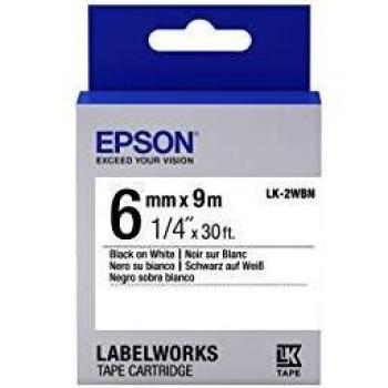Epson C53S652003/LK-2WBN Ribbon Black on White 6mm x 9m