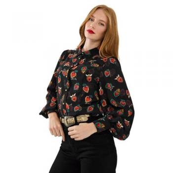 Top Georgette Noir avec Détail Cœur Joe Browns